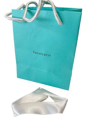 Tiffany & Co. Authentic Blue Paper Shopping Tote Bag Packaging Small 6”x5”x3”